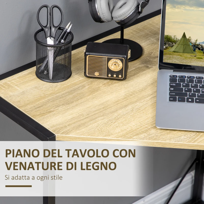 HOMCOM Scrivania Angolare Salvaspazio in Legno e Metallo Stile Industriale, 80x80x75.5cm