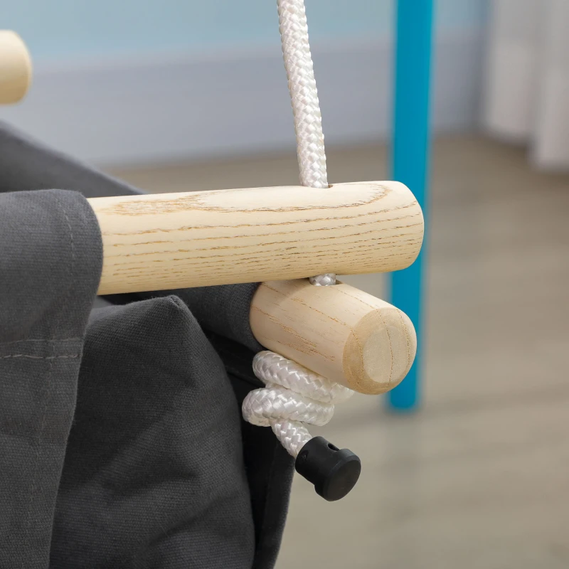 AIYAPLAY Baloiço para Bebés de 9-36 Meses com Cordas Ajustáveis e Assento Acolchoado 40x40x110-180 cm Cinza Escuro