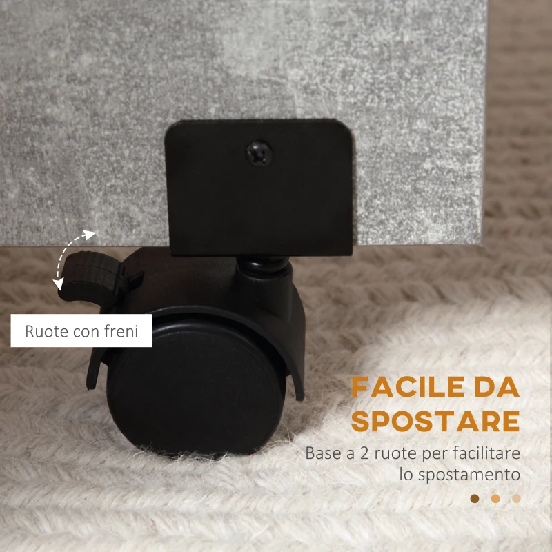 HOMCOM Tavolo Pieghevole in Legno per 4-6 Persone con Ruote, 75x140x74cm, Grigio