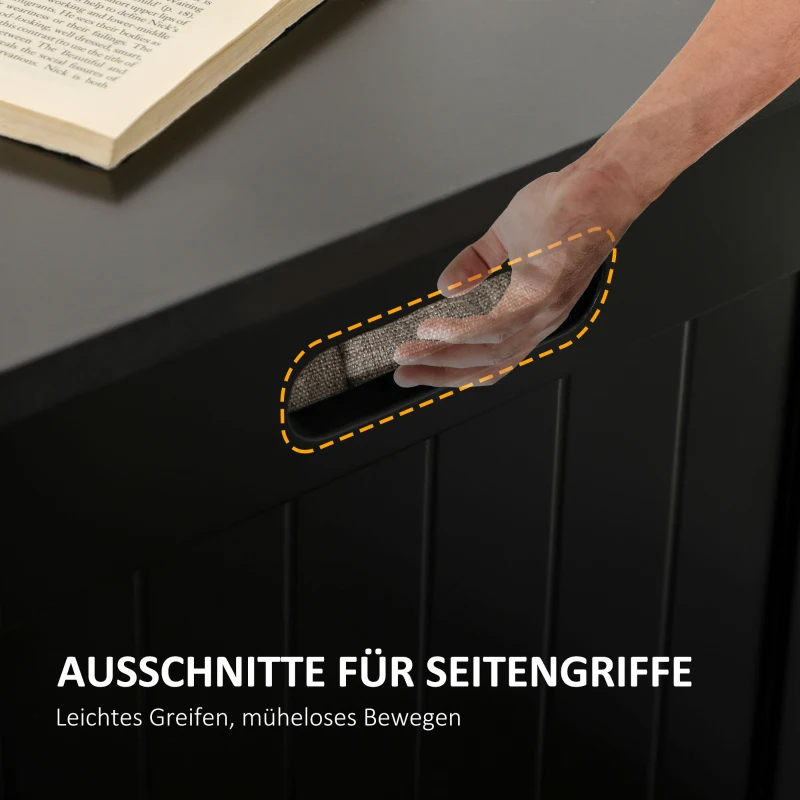 HOMCOM Zwarte bank in landelijke stijl met veiligheidsscharnieren, kist, opbergdoos