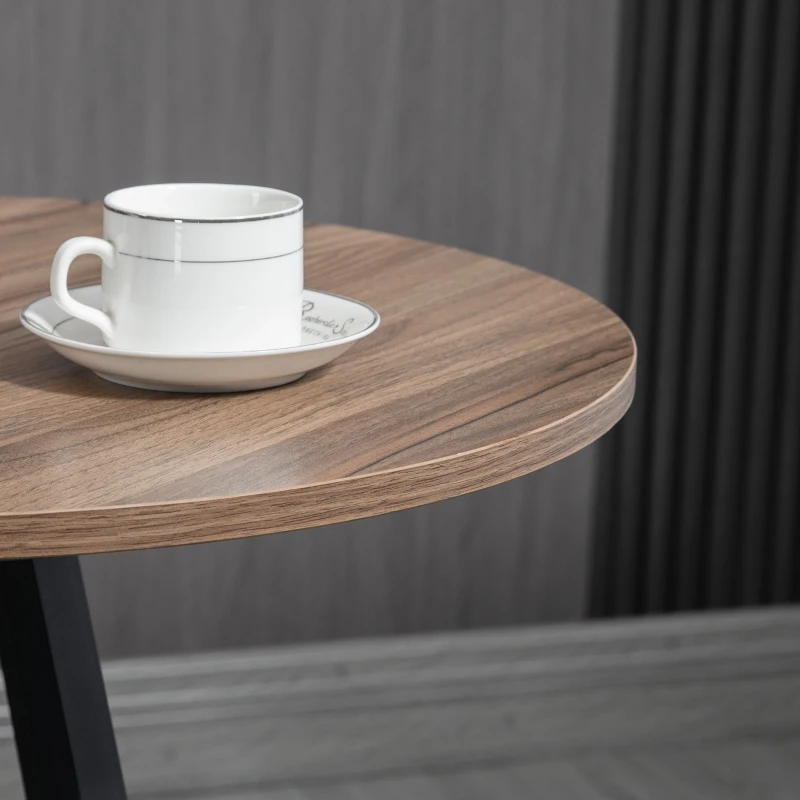 HOMCOM Ensemble table haute ronde design industriel + 2 tabourets ronds avec repose-pied en acier 2 personnes naturel noir