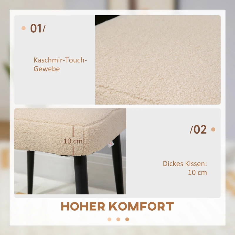 HOMCOM Hocker, Sitzhocker, Teddy, Fußhocker, Beige