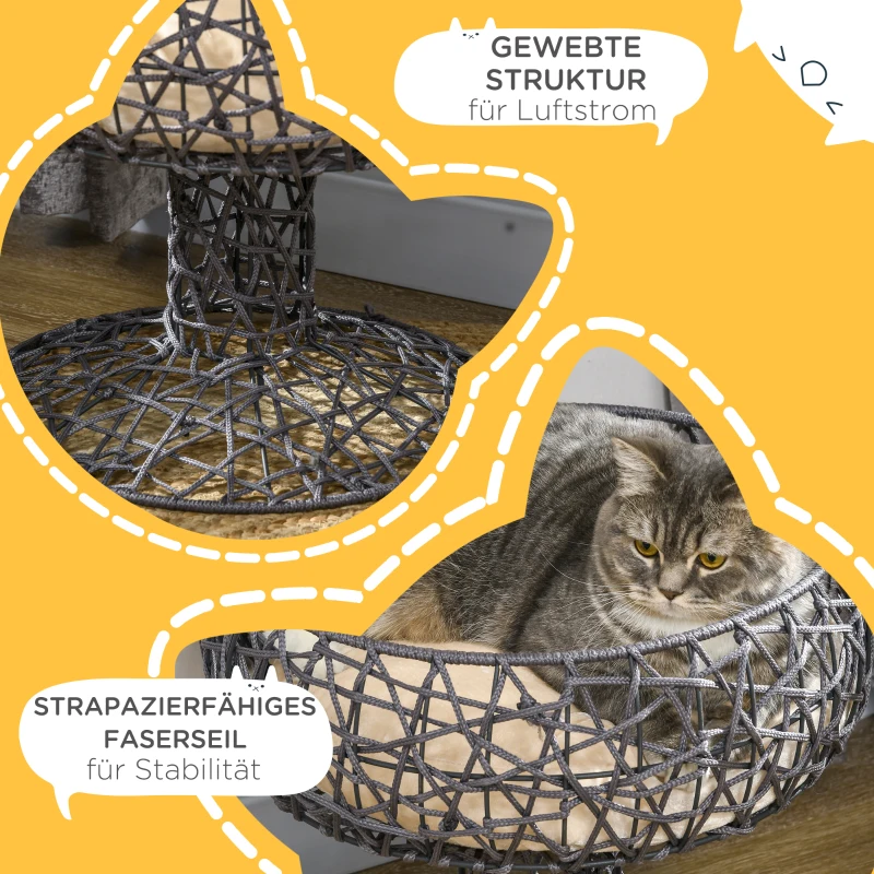 PawHut Katzenbett in Weinglasform, inkl. waschbarem Kissen, Katzenkorb, Haustierbett, Violett