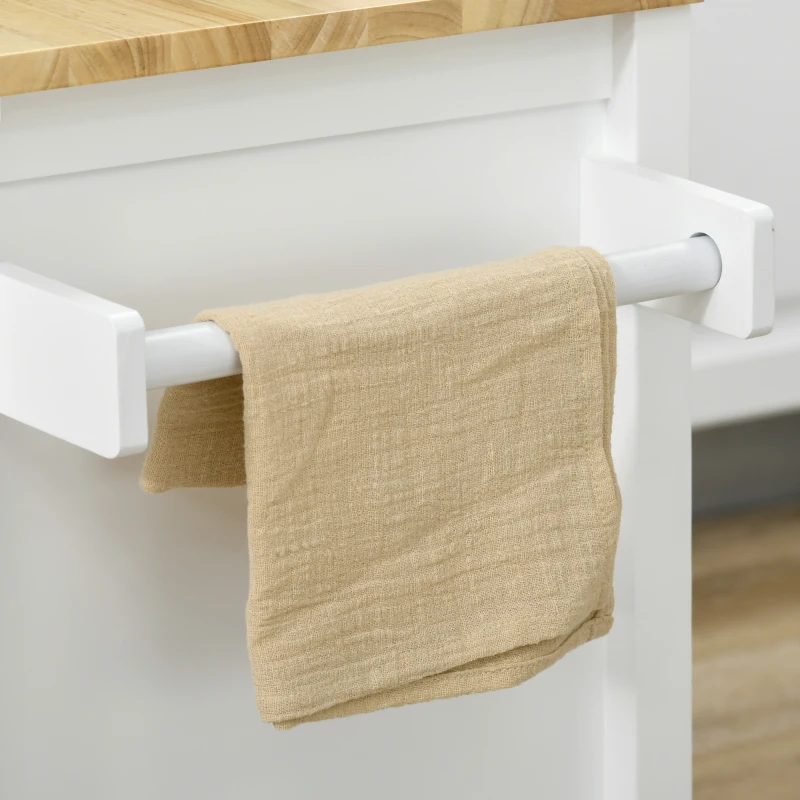 HOMCOM Desserte sur roulettes étagère et porte coulissante à galandage plateau en bois 88,5 x 45 x 91,5 cm blanc