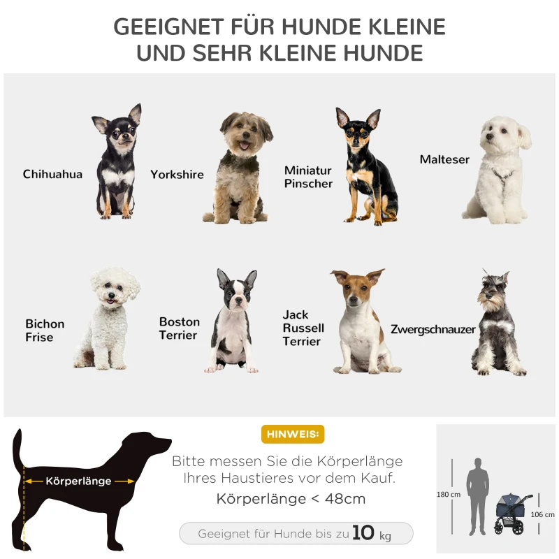 PawHut 2-in-1 design hondenbuggy, opvouwbare hondentas, donkerblauw