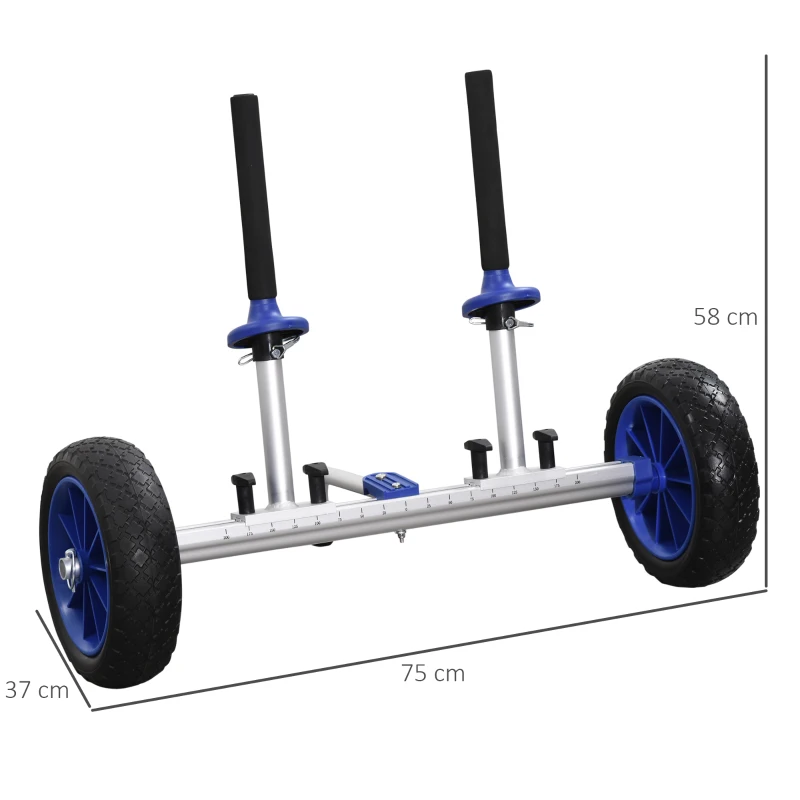 SPORTNOW Chariot de transport universel pour canoë, kayak, stand-up paddle largeur réglable béquille et 2 grandes roues