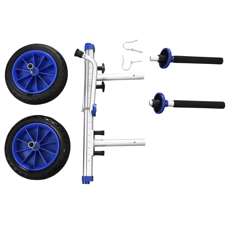 SPORTNOW Chariot de transport universel pour canoë, kayak, stand-up paddle largeur réglable béquille et 2 grandes roues