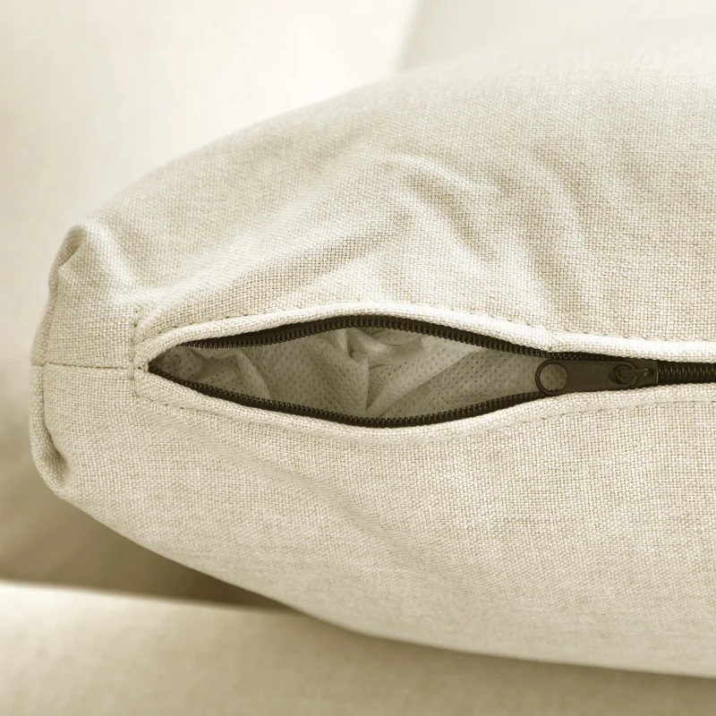 HOMCOM Divano da 2 Posti in Legno di Eucalipto e Tessuto Effetto Lino con 2 Cuscini, 137x78x78 cm, Beige