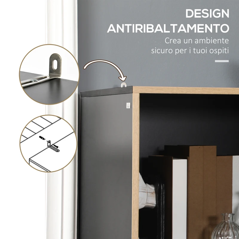 HOMCOM Mobile Libreria Moderna in MDF e Truciolato con 2 Cassetti e 7 Ripiani Aperti, 80x40x165 cm