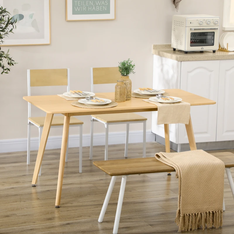 HOMCOM Esstisch, Küchentisch, Tischplatte in Holzoptik, Beine aus Buchenholz, 140 x 70 x 75 cm
