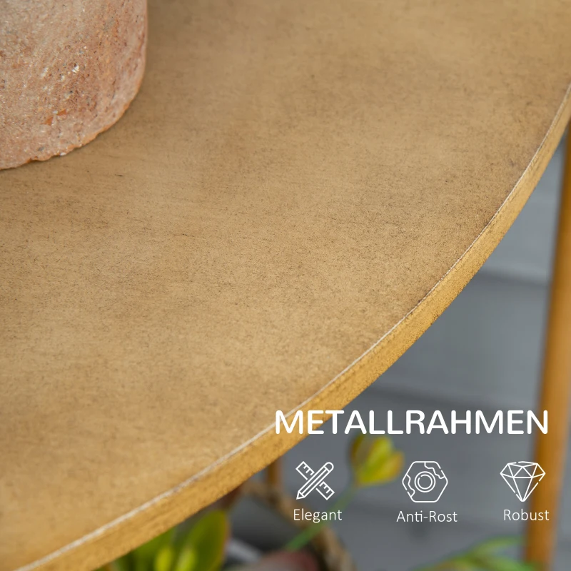 Outsunny Plantenstandaard, bloemenrek, 3 niveaus, roestvrij afwerking, metalen frame, lichtbruin, 36,5 x 36,5 x 108 cm