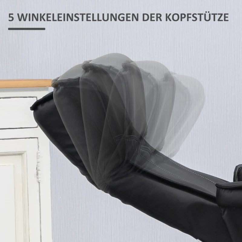 HOMCOM Fauteuil met voetenbank, tv-stoel, fauteuil, verstelbare rugleuning, 360° draaibaar, zwart+bruin