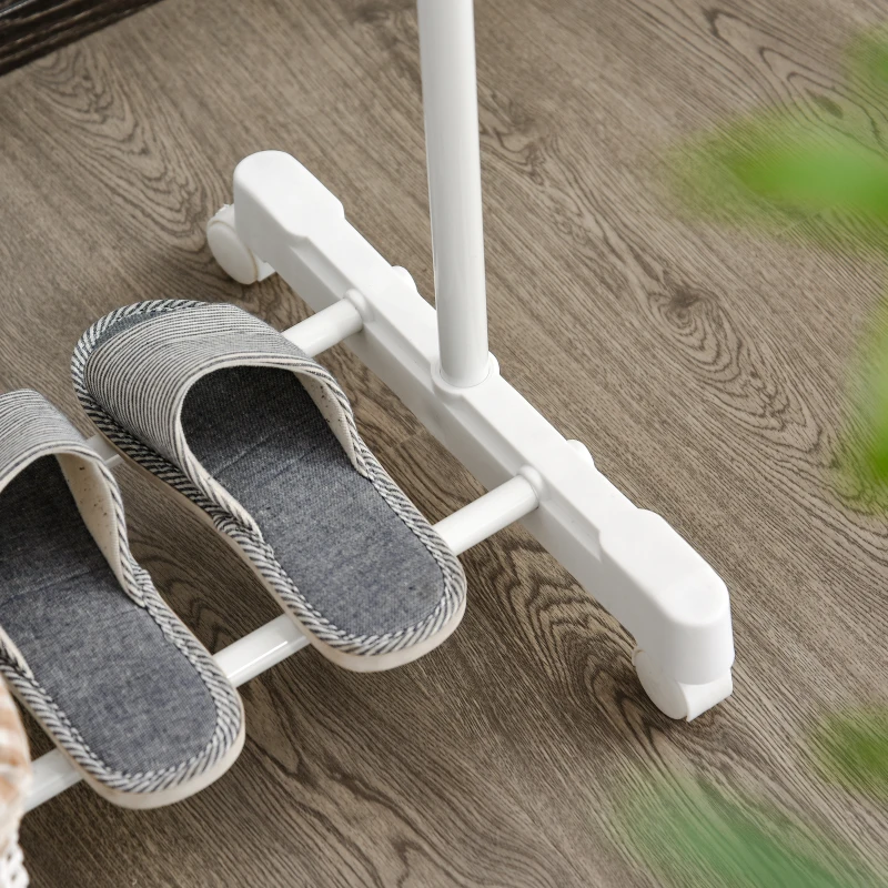 HOMCOM Appendiabiti Stender ad Altezza Regolabile con Fondo Portaoggetti e 4 Ruote, 68.5x42x87-145 cm