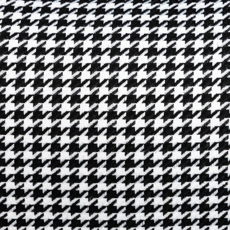 HOMCOM Fauteuil in retrodesign, accentstoel, pied-de-poulepatroon, houten elementen, binnenvering, zwart+wit