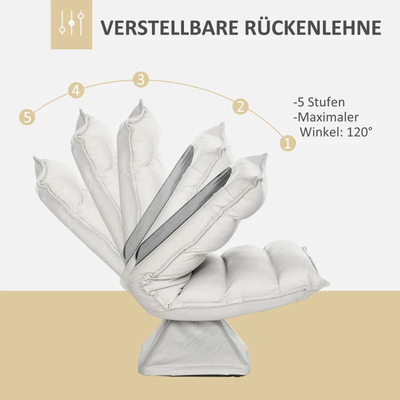 HOMCOM Sessel, drehbar, neigbare Rücklehne, Lederoptik, Stahlrahmen, hellgrau, 62 x 70 x 95 cm