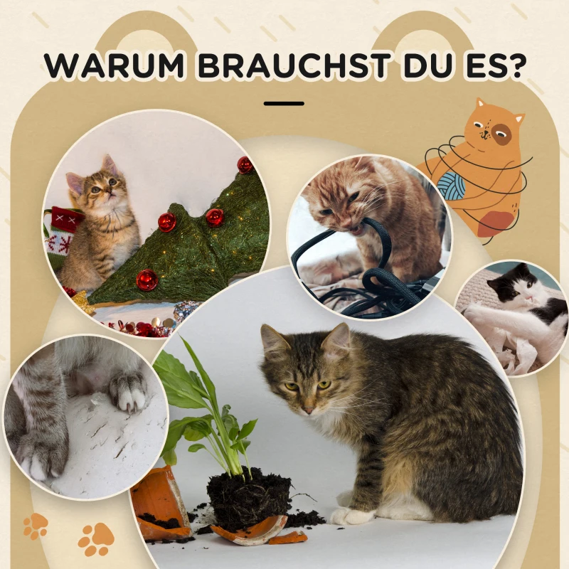 PawHut Drapak w kształcie beczki o wysokości 66 cm, wieża do drapania z 2 jaskiniami, beczka dla kota z drapakiem