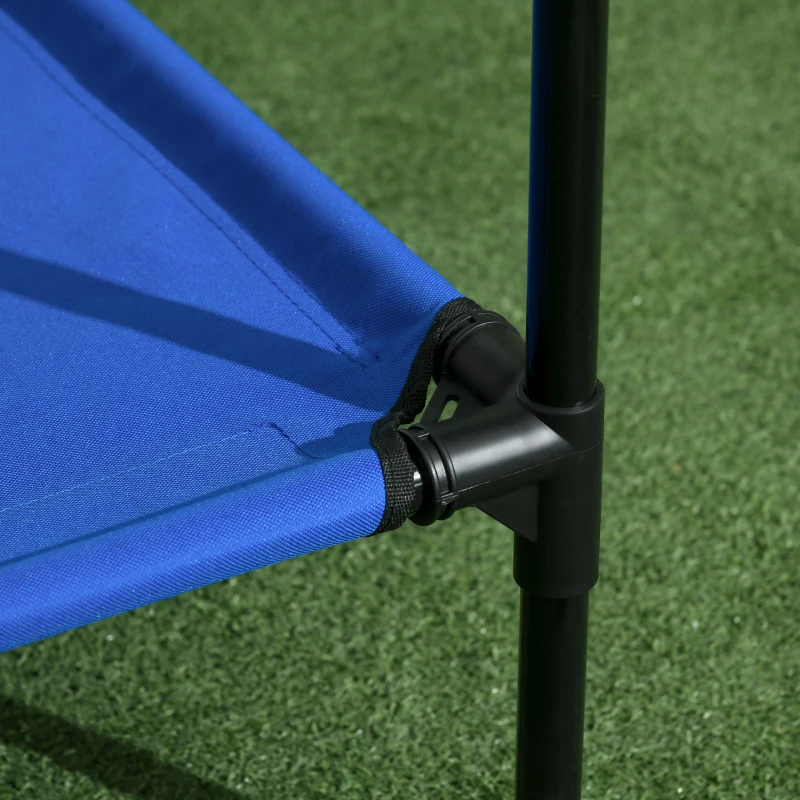 PawHut Caseta para Perros Grandes 110x76x110 cm Cama Elevada para Mascotas con Cubierta Desmontable y Ventanas de Malla Azul