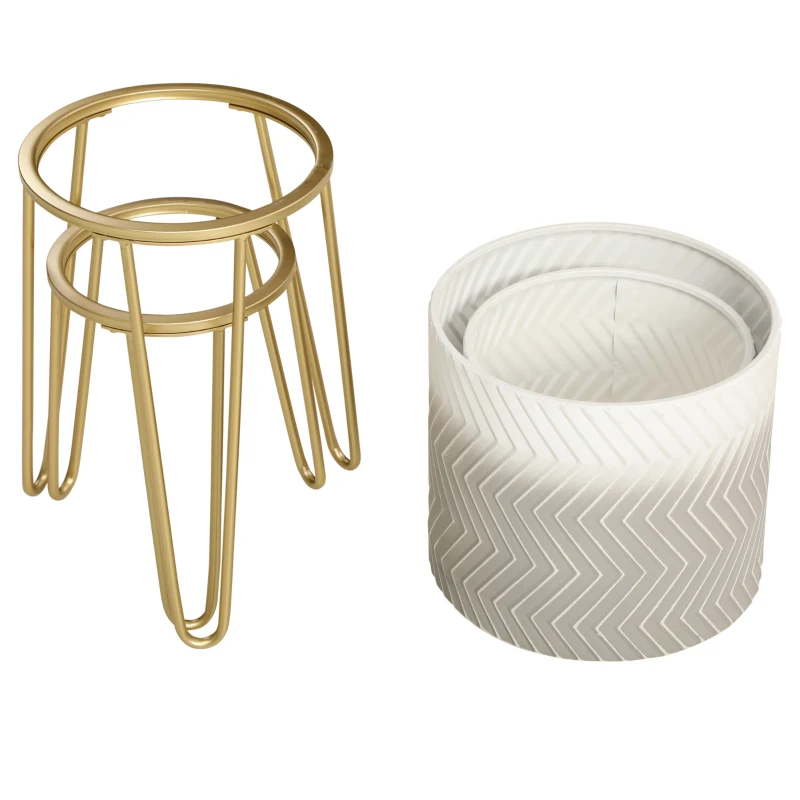 Outsunny Lot de 2 supports cache-pots ronds pour plantes en métal avec pieds épingles hauteurs 67 et 52 cm gris