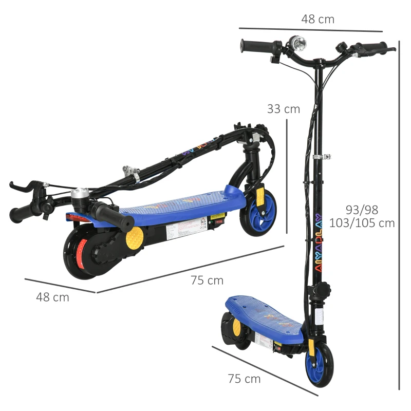 HOMCOM Trottinette électrique 120 W pliable pour enfant 7-14 ans 12 Km/h max. autonomie 10 Km max. bleu