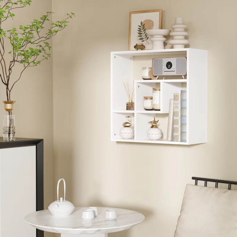 HOMCOM Półka ścienna, półka wisząca z 4 półkami, regał na książki do salonu