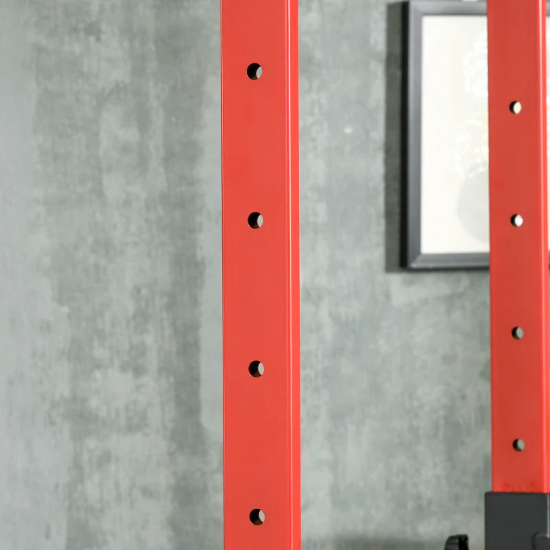 SPORTNOW Station de musculation multifonction avec barre de traction hauteur réglable sur 6 positions noir et rouge