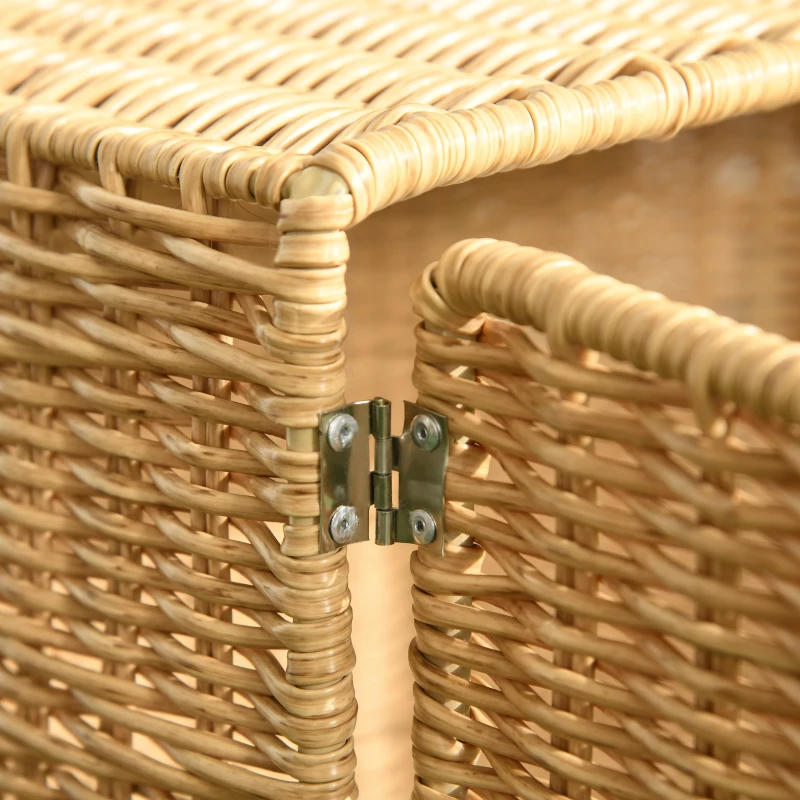 PawHut Caisse de transport pour chat avec roulettes et poignée télescopique en résine tressée effet rotin coussin inclus marron