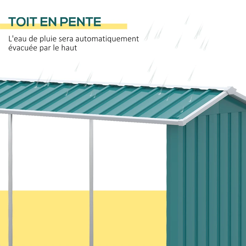 Outsunny Abri bûches de stockage pour bois de chauffage en acier galvanisé 240 x 86 x 160 cm vert