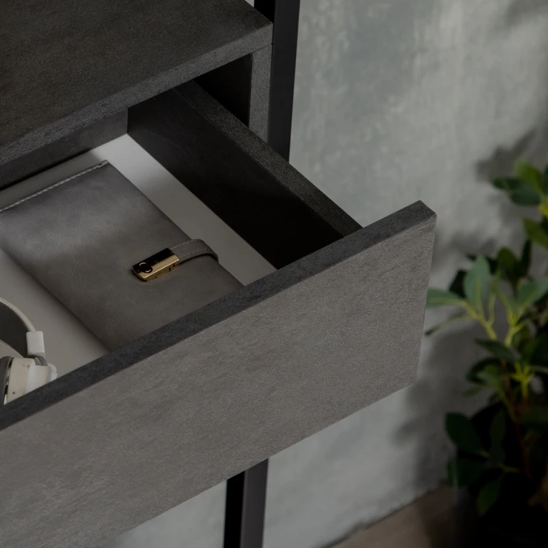 HOMCOM Schuhregal, für 12 Schuhpaare, mit 1 Schublade, 3 Regalböden, Stahlrahmen, schwarz, 80 x 30 x 95 cm