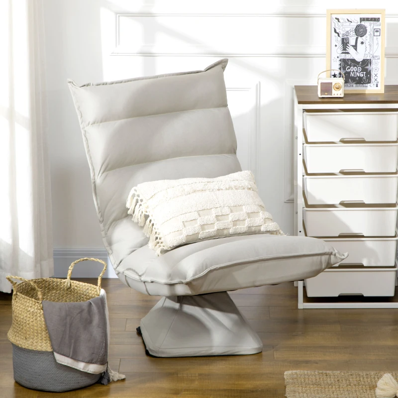 HOMCOM Sessel, drehbar, neigbare Rücklehne, Lederoptik, Stahlrahmen, hellgrau, 62 x 70 x 95 cm