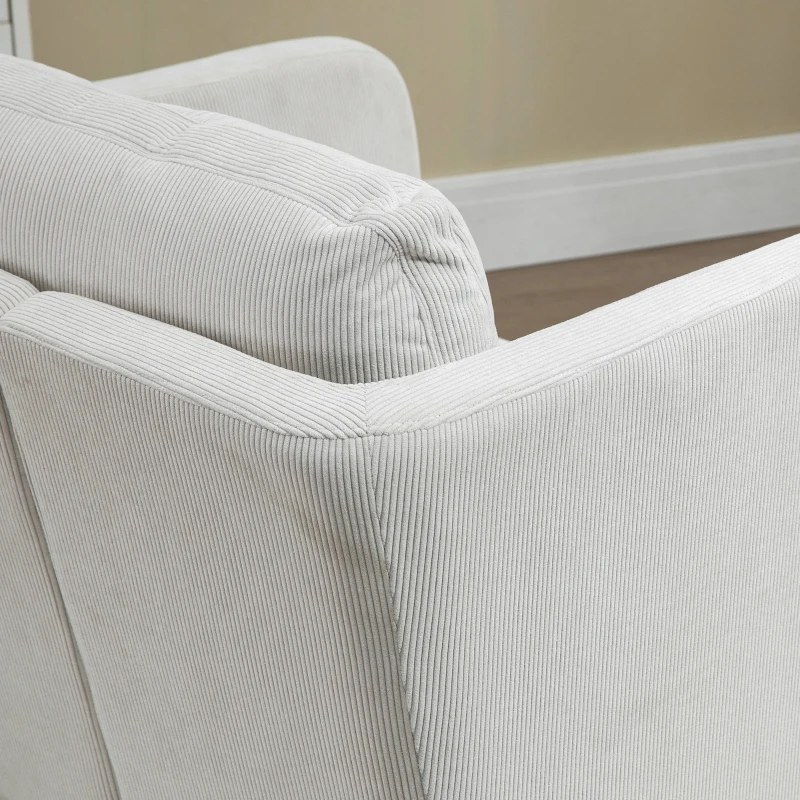 HOMCOM Poltroncina in Velluto a Coste con Gambe in Acciaio e Cuscino Posteriore, 73x74x82 cm, Grigio