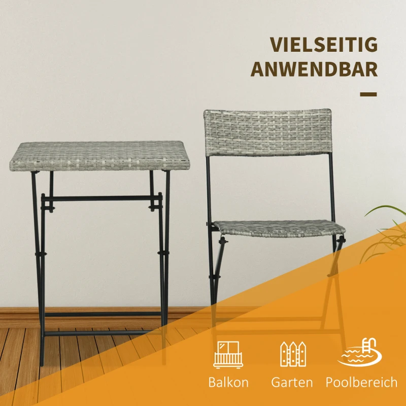 Outsunny Polyrattan 3 cz. zestaw bistro, zestaw mebli ogrodowych z rattanu