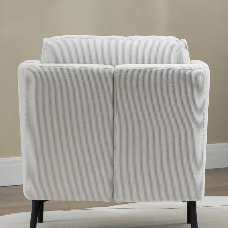 HOMCOM Poltroncina in Velluto a Coste con Gambe in Acciaio e Cuscino Posteriore, 73x74x82 cm, Grigio