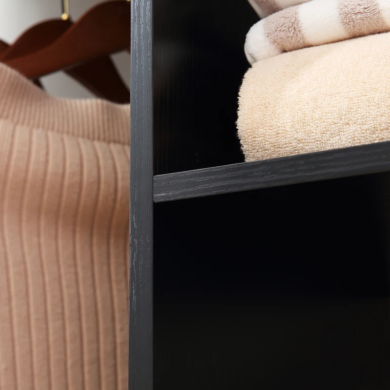 HOMCOM Armoire penderie Meuble de Rangement Mobile 6 roulettes 120L x 40l x 128H cm en bois Noir