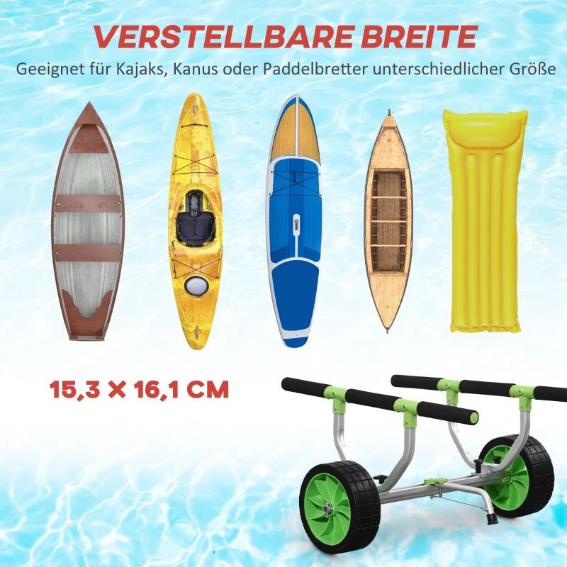 SPORTNOW bootkar, in breedte verstelbaar, draagvermogen tot 100 kg, aluminium, zwart+groen, 79 x 72,5 x 42 cm