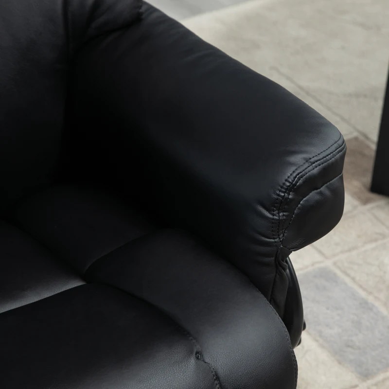 HOMCOM Fauteuil met kruk, ligfunctie, draaibaar, tot 160 kg, kunstleer, metalen frame, zwart, 80 x 79 x 100 cm