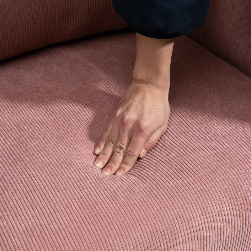 HOMCOM Poltroncina in Velluto a Coste con Gambe in Acciaio e Cuscino posteriore, 73x74x82cm, Rosa