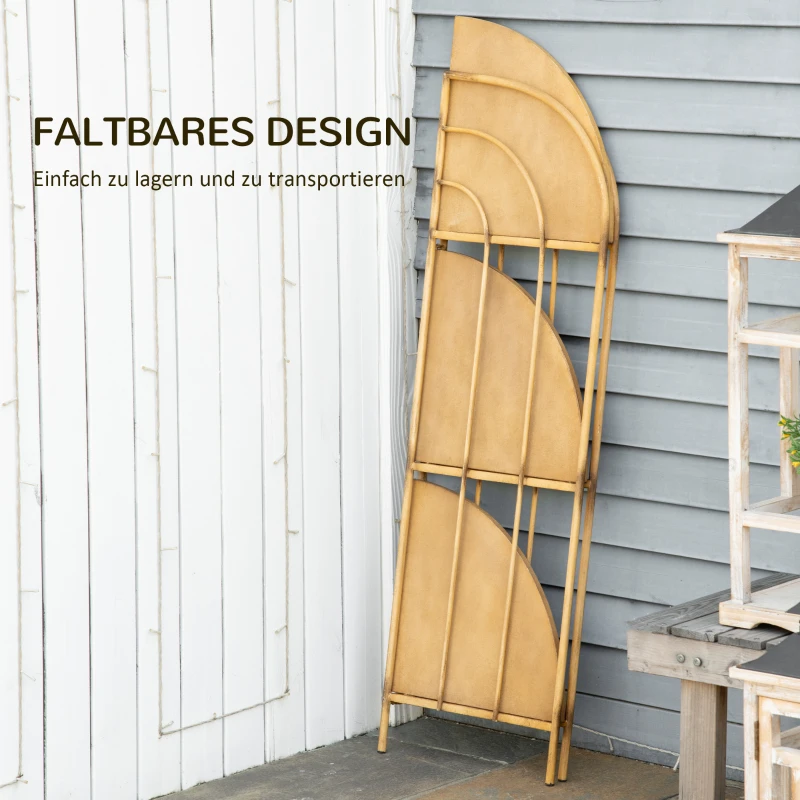 Outsunny Plantenstandaard, bloemenrek, 3 niveaus, roestvrij afwerking, metalen frame, lichtbruin, 36,5 x 36,5 x 108 cm