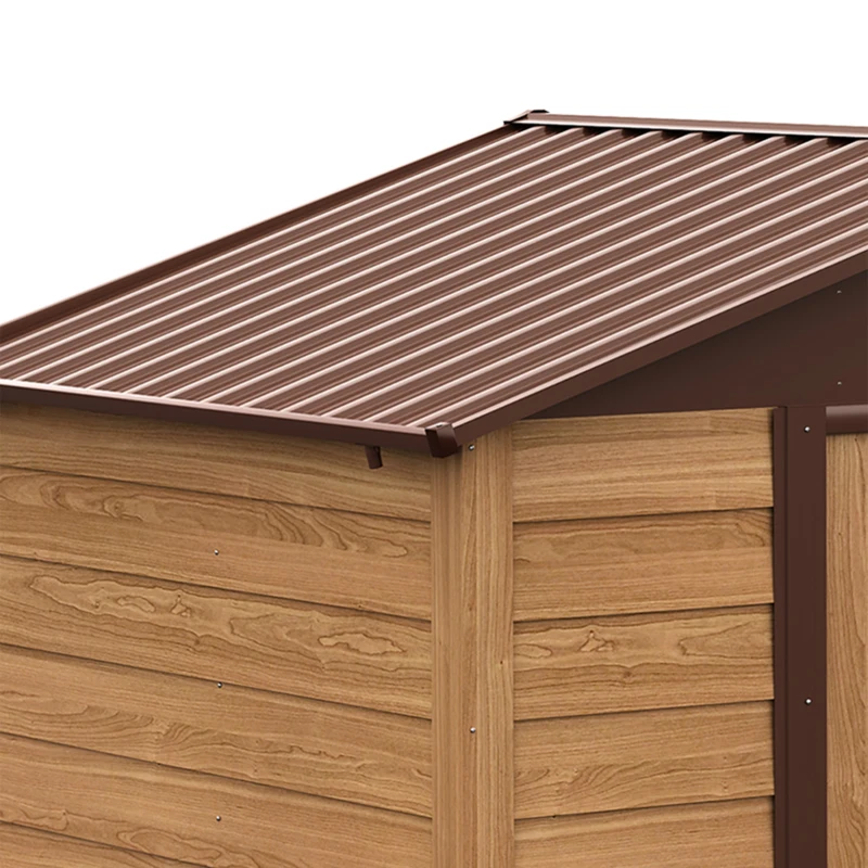 Stalen gereedschapsschuur Outsunny, afsluitbare dubbele deur, ventilatieopeningen, houtlook, stalen behuizing, 1,96 x 2,36 x 2,08 m