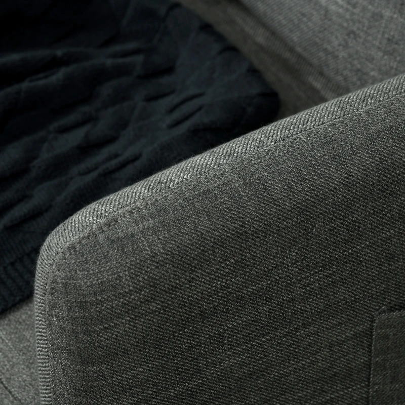 HOMCOM Poltroncina Moderna in Tessuto effetto Lino con Gambe in Acciaio e Tasche laterali, 73x73x80cm, Grigio