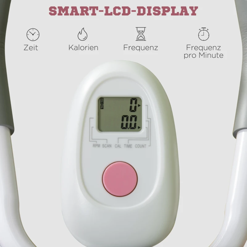 SPORTNOW Bauchtrainer, klappbar, winkel- und höhenverstellbar, Monitor, Stahlrahmen, weiß+rosa, 115 x 48 x 82 cm
