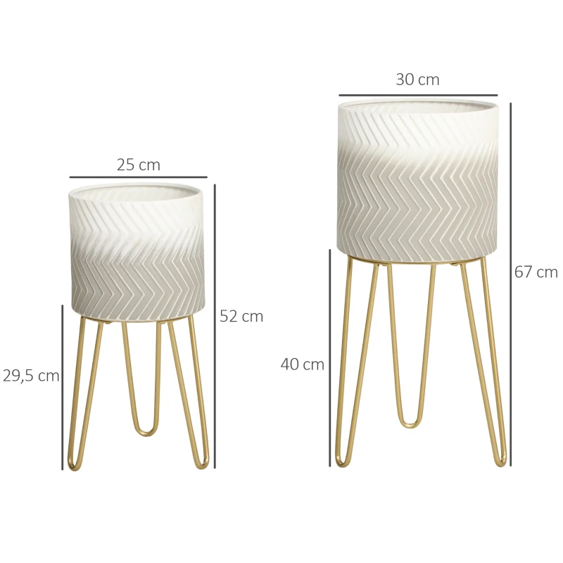 Outsunny Set van 2 bloemenstandaards, decoratief ontwerp, metalen frame, 30 x 30 x 67 cm