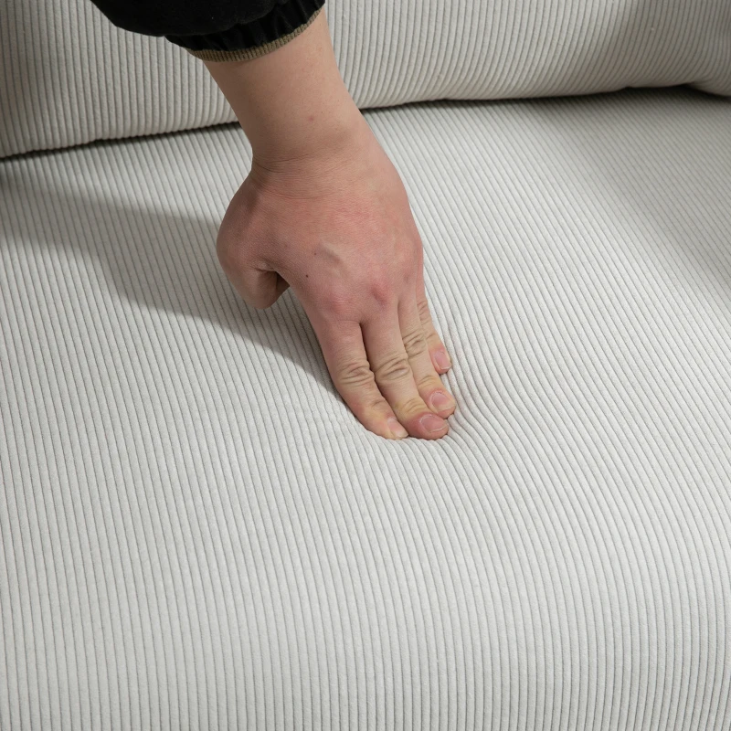 HOMCOM Poltroncina in Velluto a Coste con Gambe in Acciaio e Cuscino Posteriore, 73x74x82 cm, Grigio