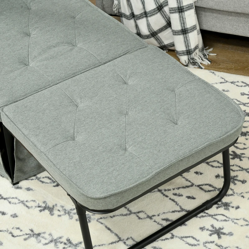 HOMCOM Fauteuil chauffeuse convertible 4 en 1 dossier inclinable 5 position avec coussin 180 x 64 x 40 cm gris clair