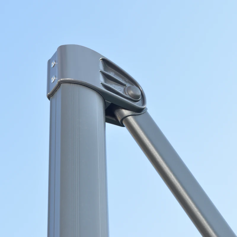 Outsunny Ombrellone da Giardino Decentrato 3x2.5 m Girevole a 360° con Angolazione Regolabile, Grigio