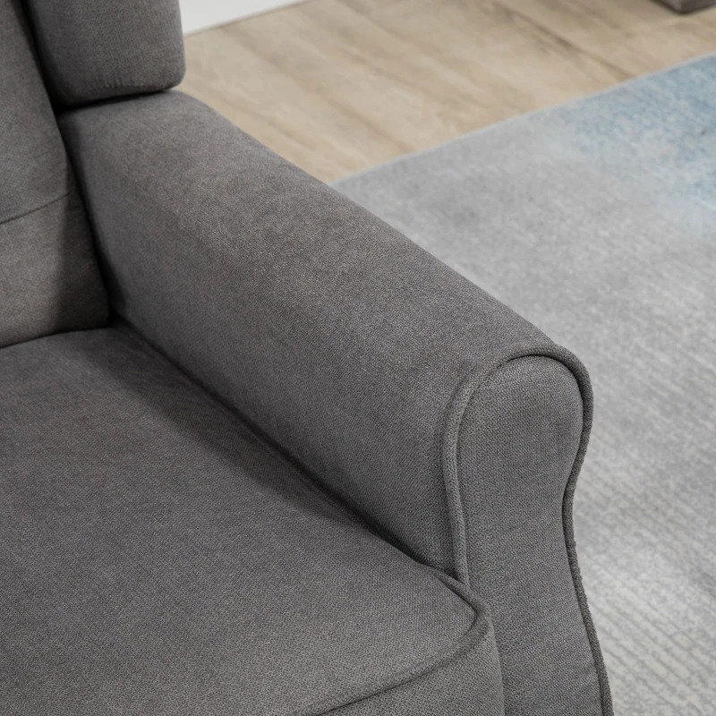 HOMCOM Elegante Oorfauteuil, Dik Gepolsterd, Afneembare Hoes, 74 x 86 x 102 cm, grijs+zwart(m-11)