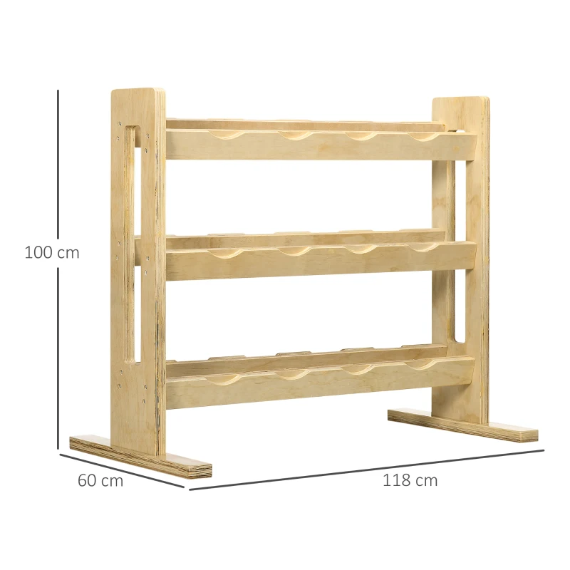 HOMCOM Hantelständer, für 12 Hanteln, bis 150 kg, 3 Ebenen, Buchenholz, 118 x 60 x 100 cm