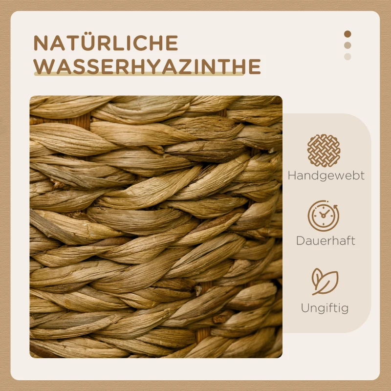 PawHut Kratztonne, 47 cm, 2 Höhlen, Kissen, Kratzbaum mit Katzenbett, Katzenturm aus Wasserhyazinthe, Hellbraun