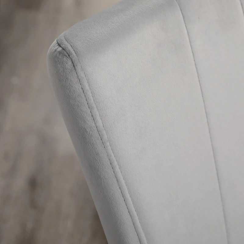 HOMCOM Set van 4 eetkamerstoelen, accentstoelen voor keukens en eetkamers, stoelenset, velourslook, lichtgrijs+zwart