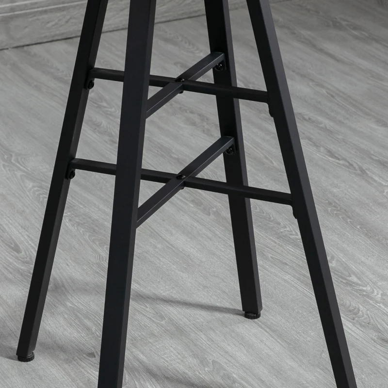 HOMCOM Ensemble table haute ronde design industriel + 2 tabourets ronds avec repose-pied en acier 2 personnes naturel noir