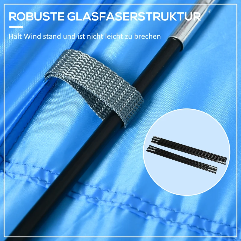 Outsunny Zonnescherm voor zwembaden, eenvoudig in te stellen, instelbare positie, UV-bescherming, blauw, 3,6 x 1,75 x 1,2 m